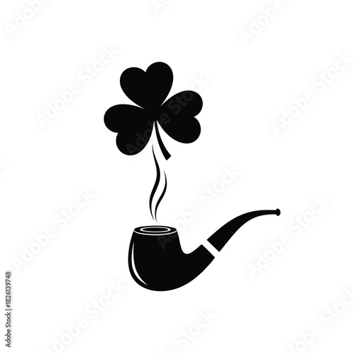 Smoking pipe with smoke forming a shamrock