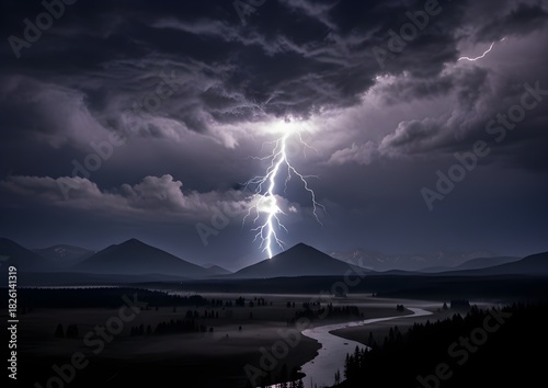 lightning in the mountains
