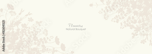 ナチュラルでシックな草花シルエットの背景イラスト