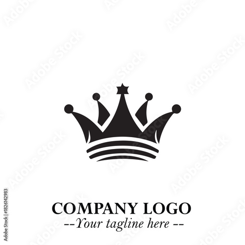 Elegant Black Crown Logo Symbol on a Clean White Background for Premium Branding Design
