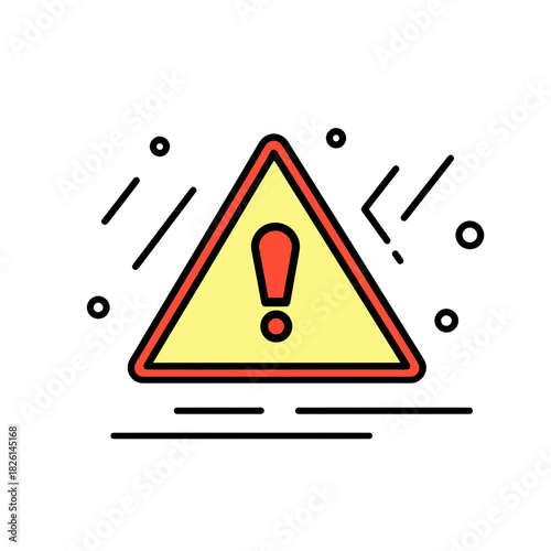 Warning sign with exclamation mark in triangle shape alert icon modern minimalist flat vector design for caution or risk indication and safety notification symbol