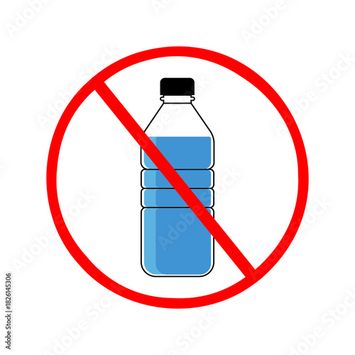 No Plastic bottles.  Ban plastic bottles icon. Eco friendly. Vector illustration