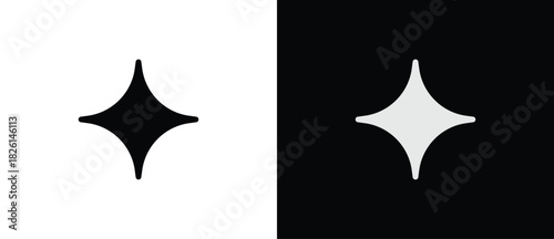 Simple glittering icons, Sparkling star icons in flat style. Artificial Intelligence symbol. Sparkling star signs vector illustration in transparent and black background. 