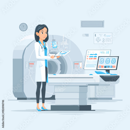 Medical professional using advanced medical scan technology