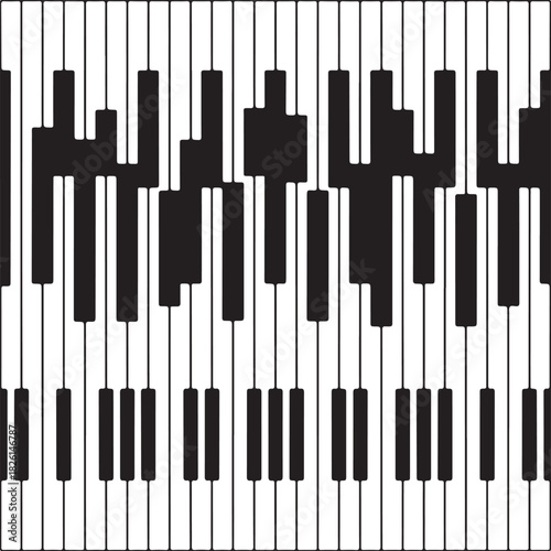 Abstract piano keys forming the word math black and white design