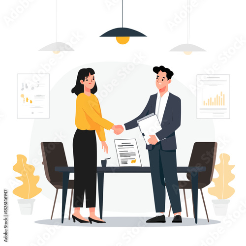 People shaking hands to finalize business agreement