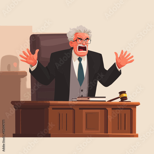 Angry Judge Making a Passionate Speech in the Courtroom