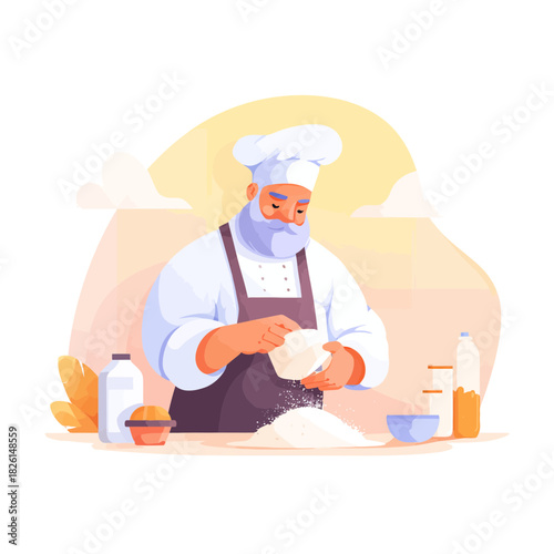 Chef measuring flour while preparing food in the kitchen