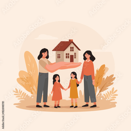 Two adults helping family with a home and offering support