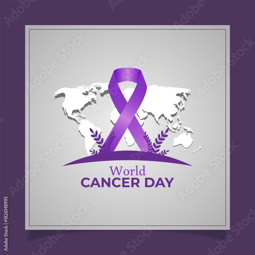 Vector illustration of World Cancer Day social media template