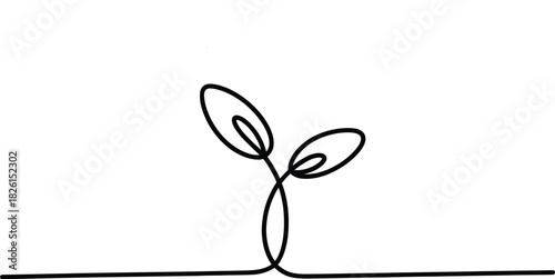Sprout continuous line drawing Vector