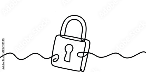 Padlock continuous line drawing Vector