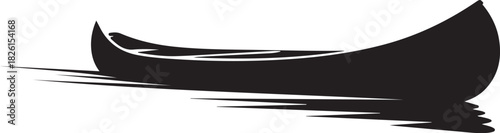 Canoe boat silhouette with water reflection minimalist vector