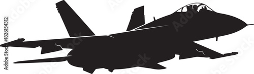 Fighter jet silhouette vector illustration, military aircraft design