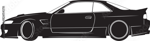 Sleek black custom sports car side profile vector graphic element