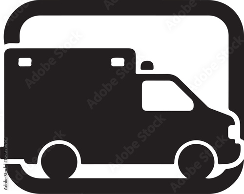 Emergency ambulance vehicle icon, healthcare and medical aid