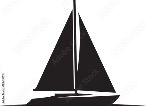 Sailboat silhouette icon for navigation, travel, and water sports