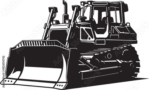 Bulldozer heavy construction machinery equipment vector illustration