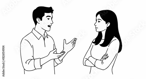 Man and Woman in Conversation with Differing Opinions.