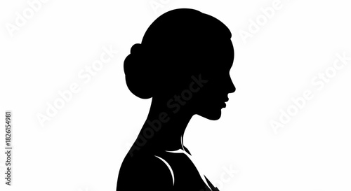 Elegant Woman Silhouette with Hair Bun in Profile View.