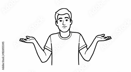 Man Shrugging with Open Palms Expressing Uncertainty or Ignorance.