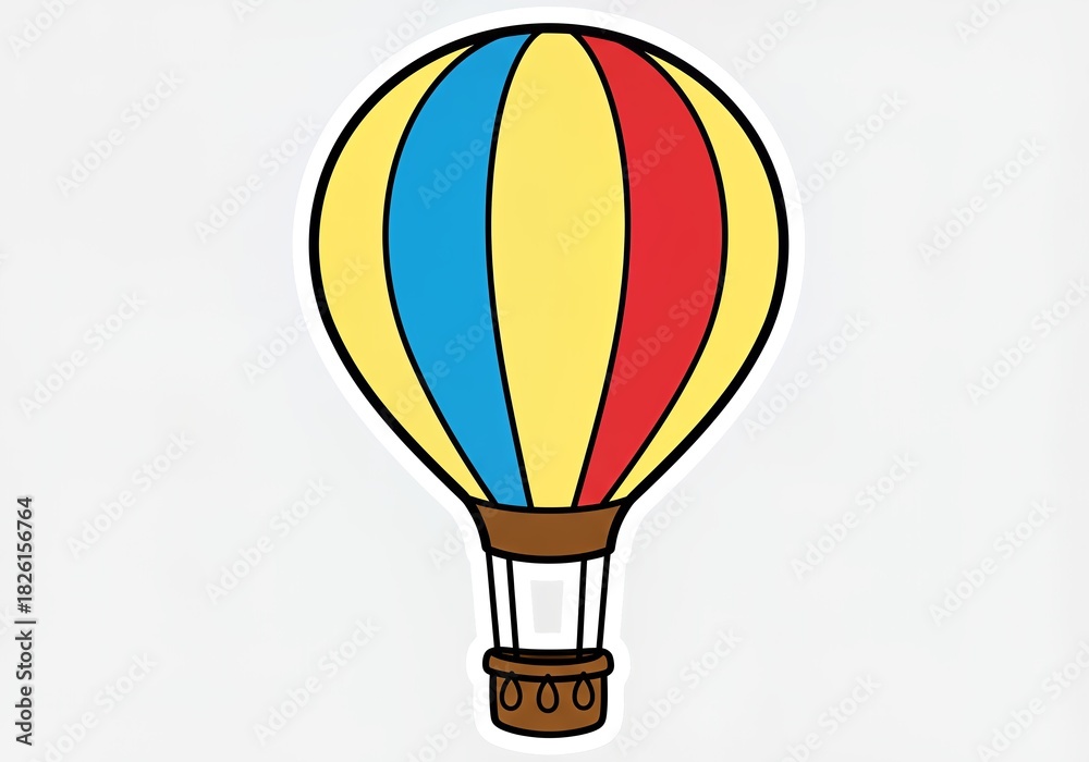 Naklejka premium Colorful Hot Air Balloon Illustration on White Background.