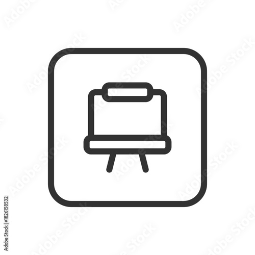 School, Learning Blackboard line icon – chalkboard outline with frame for education apps, classroom UI, e-learning interface