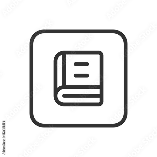 School, Learning Book line icon – open book outline for education apps, e-learning, student resources, academic UI interface