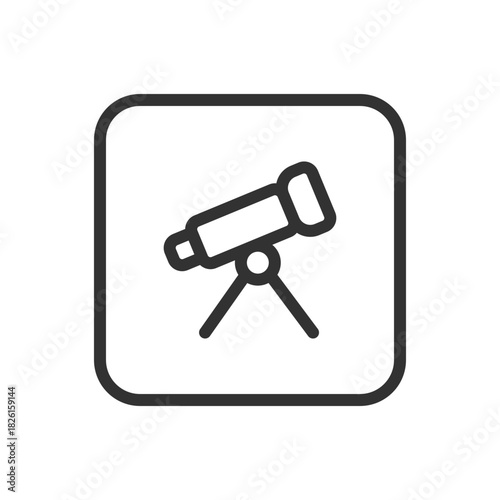 School, Learning Telescope line icon – telescope outline for astronomy, science education, space learning apps UI