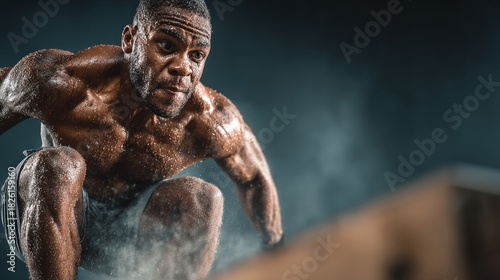 Intense fat-burning workout box jumps for fitness training in a dynamic gym environment