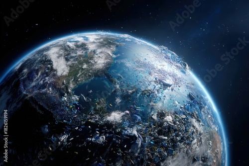 Earth covered in pollution from space shows the extent of human impact and environmental issues worldwide