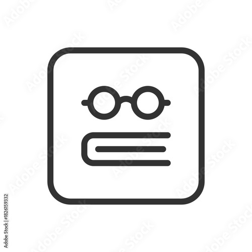 School, Learning Glasses Book line icon – eyeglasses and open book outline for reading, study, academic learning UI