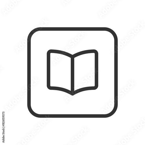 School, Learning Book Open line icon – open book outline for education, reading, e-learning, student study UI
