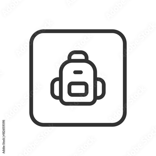 School, Learning School Bag line icon – school backpack outline for student life, education apps, back-to-school UI