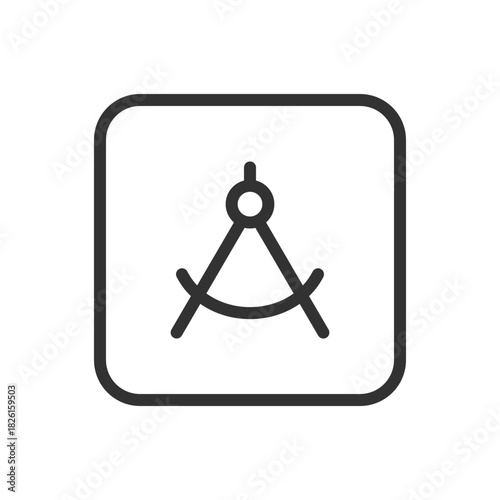 School, Learning Compass line icon – compass outline for navigation, geography, science education, student exploration UI