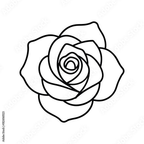 Elegant rose blossom line art crafted in a minimalist floral outline for refined themes Vector illustration