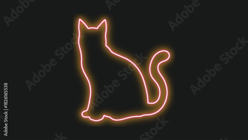 Neon Cat Outline Silhouette