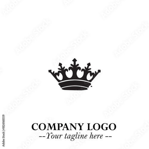 Elegant Black Crown Logo Symbol on a Clean White Background for Premium Branding Design