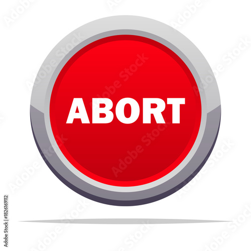 Red abort button vector isolated illustration