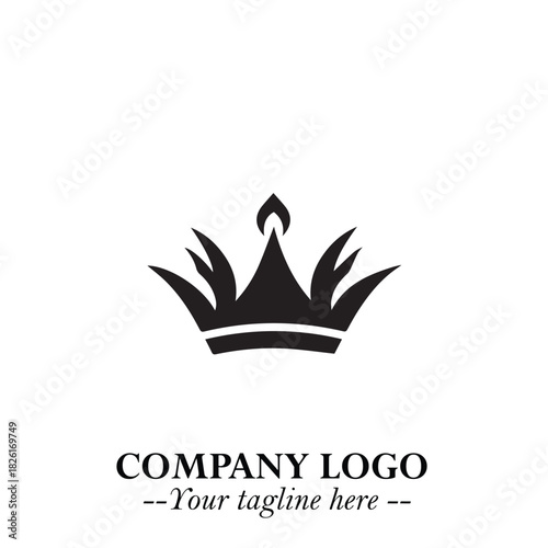 Elegant Black Crown Logo Symbol on a Clean White Background for Premium Branding Design