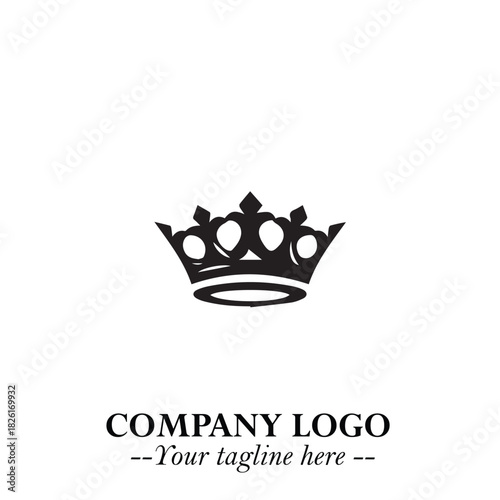 Elegant Black Crown Logo Symbol on a Clean White Background for Premium Branding Design