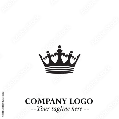 Elegant Black Crown Logo Symbol on a Clean White Background for Premium Branding Design