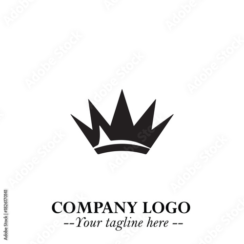 Elegant Black Crown Logo Symbol on a Clean White Background for Premium Branding Design