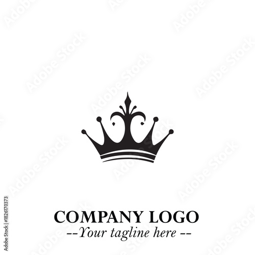 Elegant Black Crown Logo Symbol on a Clean White Background for Premium Branding Design