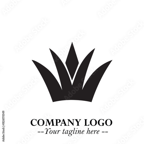 Elegant Black Crown Logo Symbol on a Clean White Background for Premium Branding Design