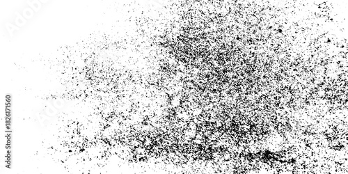 Distressed grain texture vector illustration dirt messy splash overlay and black and white Dust distress grungy effect paint. Vertical scratch rustic surface effect monochrome texture composed dust.	