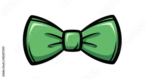 Stylish green bow tie illustration perfect for adding a touch of elegance or playful charm to any design, symbolizing fashion and refined attire for various celebrations and formal occasions