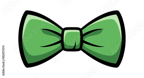 A vibrant green bow tie illustration, a classic and elegant formal wear accessory for men's fashion, isolated on a white background