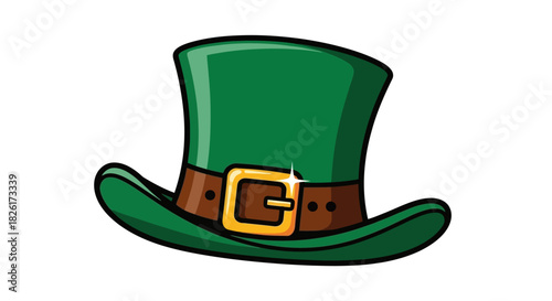 A lucky green leprechaun hat with a gold buckle for St