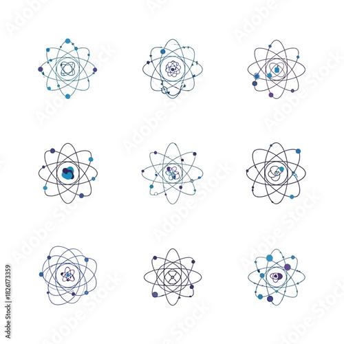 Atomic Structure Icons - Science and Technology Symbols.